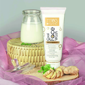 Titos organic cooling face wash in white tube